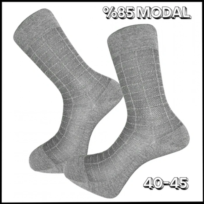 Uyguna-Yakala Erkek Kül Gri Modal Çorabı-AP.248