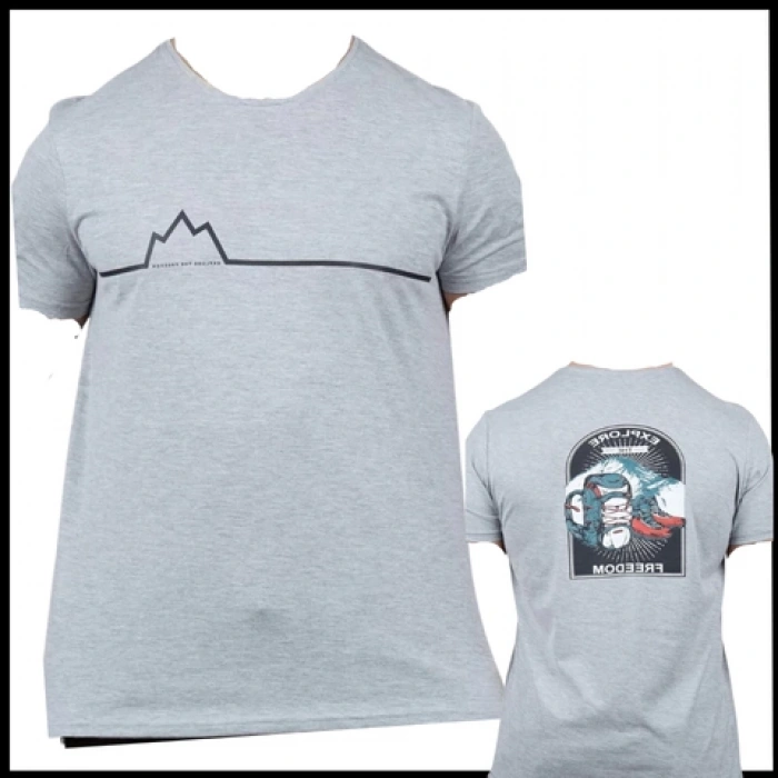 Uyguna-Yakala  Erkek T-Shirt Gri-609-M