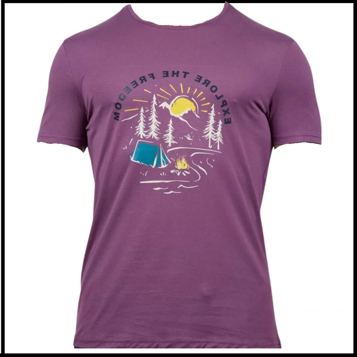 Uyguna-Yakala Erkek T-Shirt Mürdüm-605-M