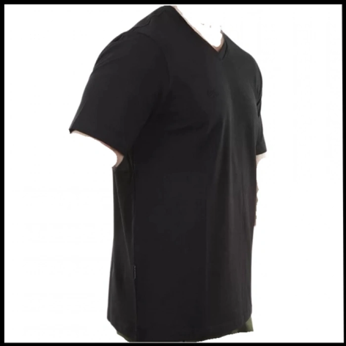 Uyguna-Yakala Erkek T-Shirt Siyah-615-S