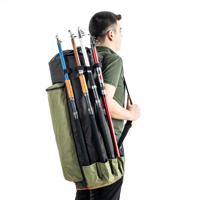 Uyguna-Yakala Euro Fish Kamış Çantası Boru Tipi Haki-Siyah 80 cm (38006)