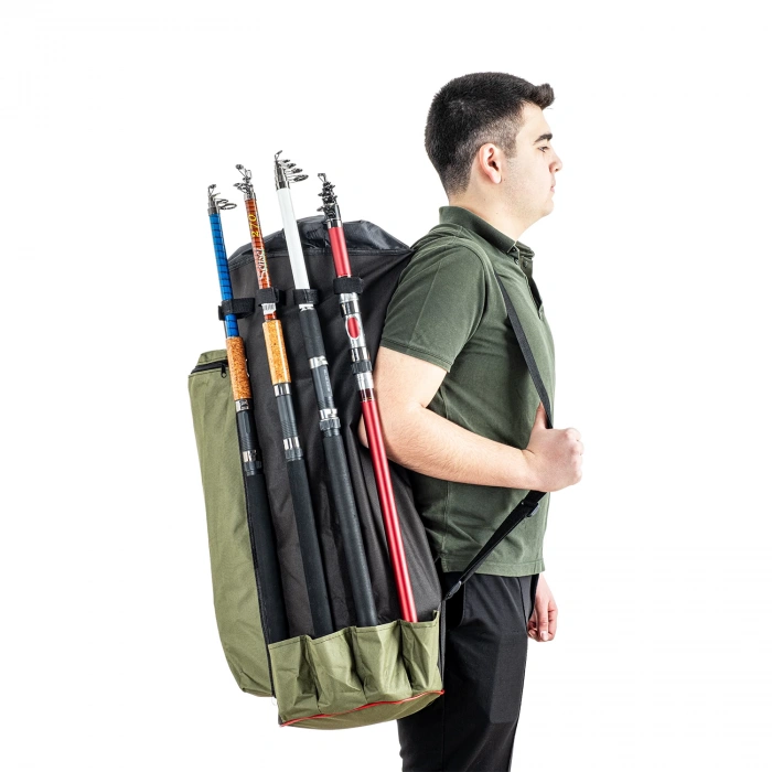 Uyguna-Yakala Euro Fish Kamış Çantası Boru Tipi Haki-Siyah 80 cm (38006)