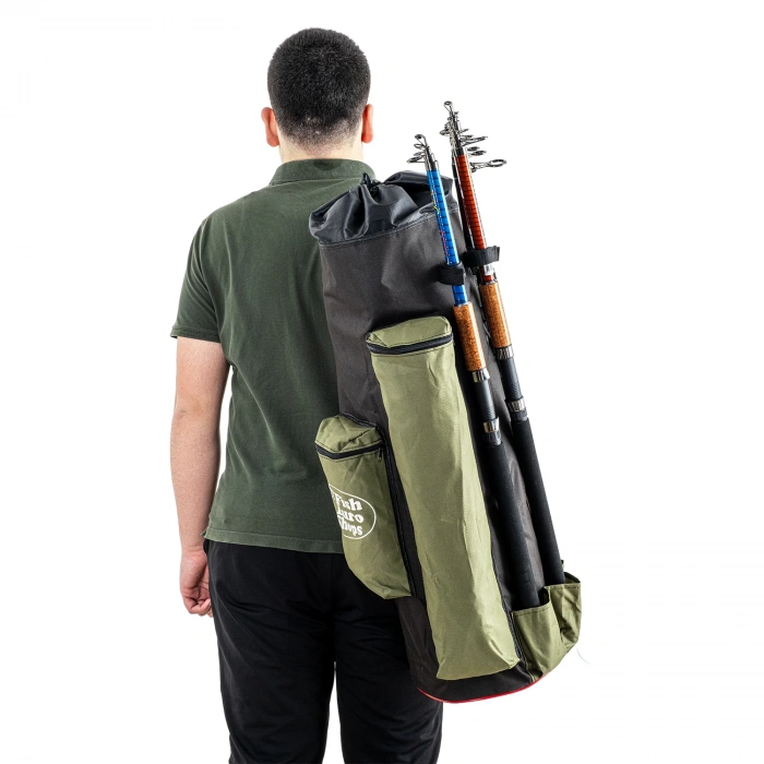 Uyguna-Yakala Euro Fish Kamış Çantası Boru Tipi Haki-Siyah 80 cm (38006)