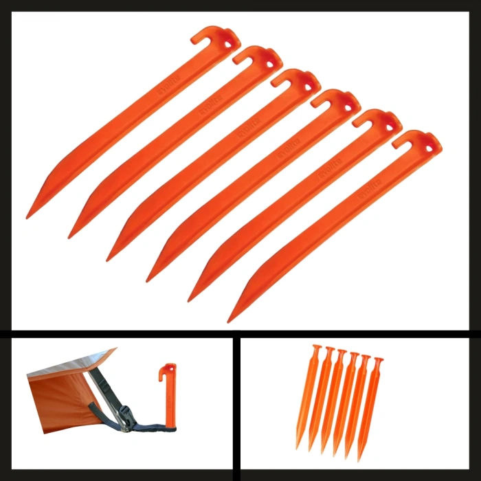 Uyguna-Yakala 23cm 6 Adet  Arancio ABS Çadır Kazığı-DIR.134