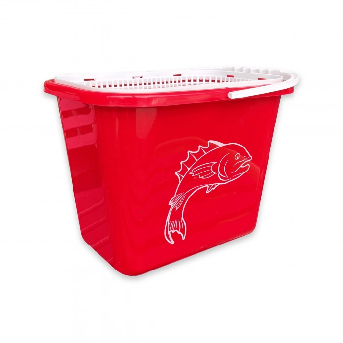 Uyguna-Yakala Fishack Süzgeçli Balıkçı Kovası 15 Lt Kırmızı Kod 179