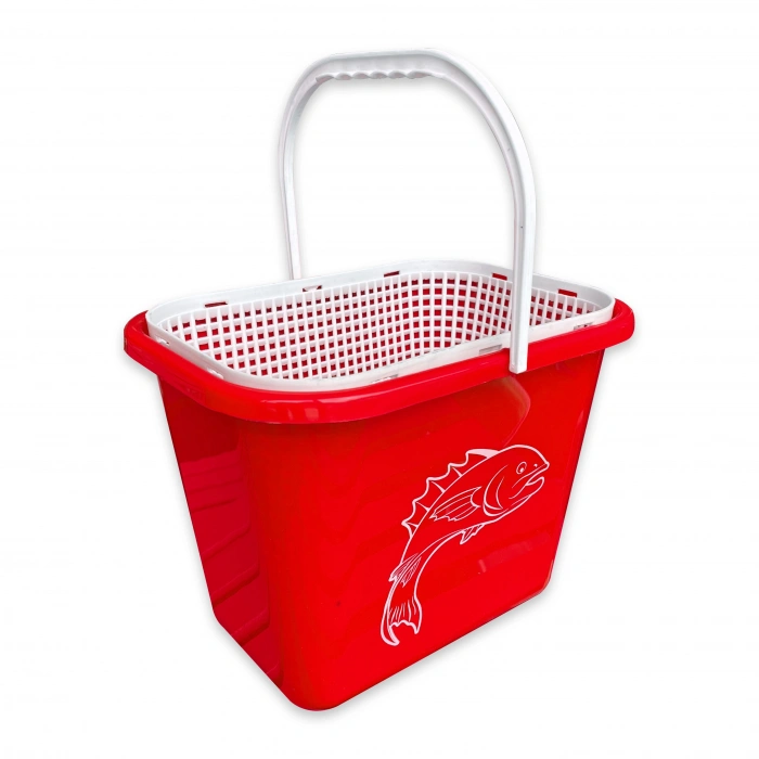 Uyguna-Yakala Fishack Süzgeçli Balıkçı Kovası 15 Lt Kırmızı Kod 179