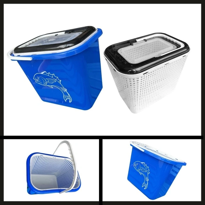 Uyguna-Yakala 15 Lt Mavi Kod 179 Fishack Süzgeçli Balıkçı Kovası-MAL.421