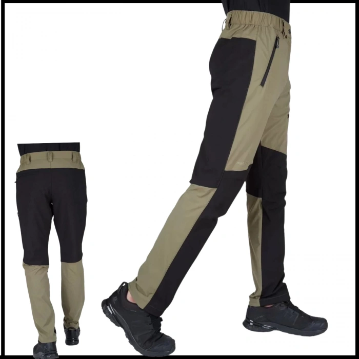 Uyguna-Yakala Flex Erkek Pantolon Haki-Siyah -909-HS