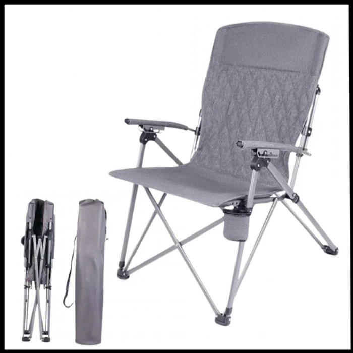 Uyguna-Yakala Gri Kamp Sandalyesi 3 Katlanabilir Kademeli - 2175