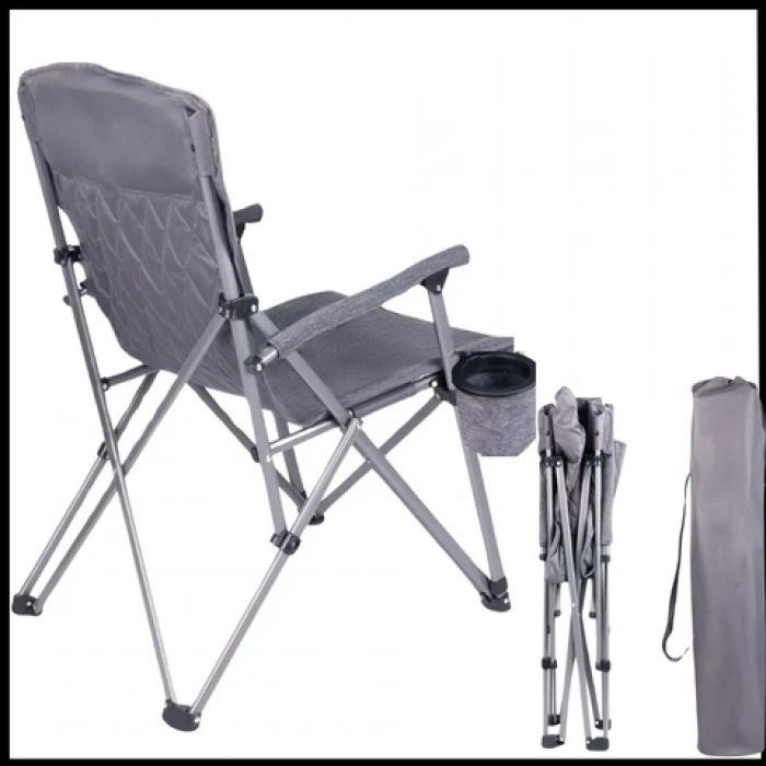 Uyguna-Yakala Gri Katlanabilir Kamp Sandalyesi-2170