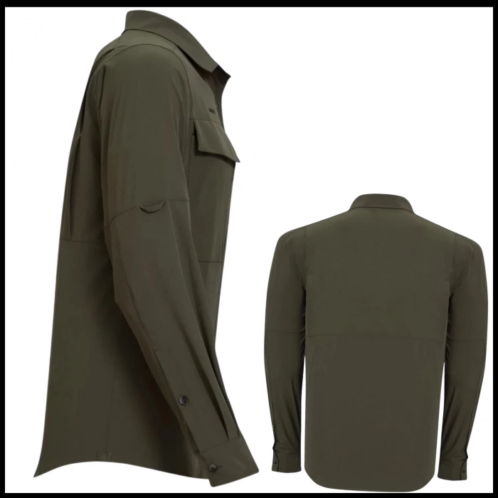 Uyguna-Yakala Haki Uzun Kollu Erkek Gömlek -LEK.078