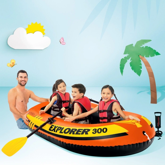 Uyguna-Yakala Intex Explorer 300 Şişme Bot Set 211*117*41 (58332)