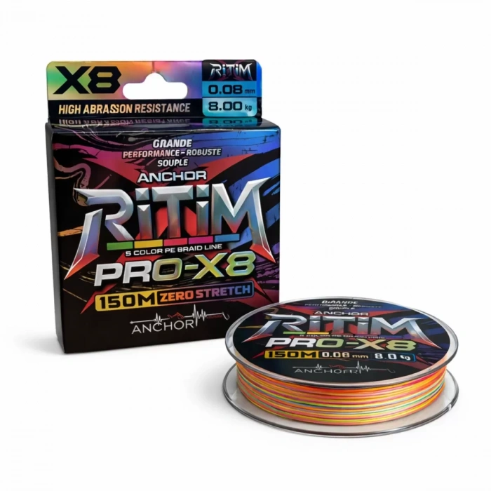 Uyguna-Yakala İp Örgü Misina - 8 Kat - Anchor Ritim X8 - 150mt - Ebruli - 0.08mm