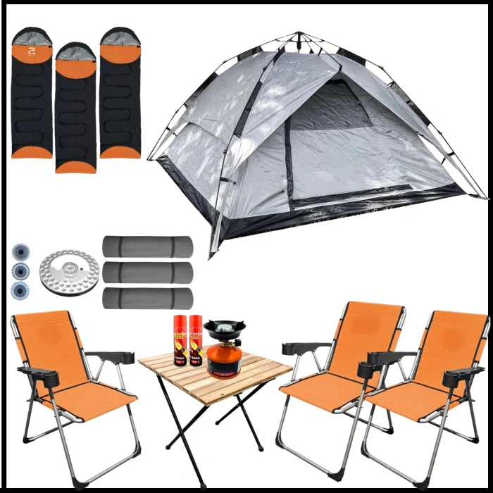 Uyguna-Yakala Kamp Çadır Seti 3 Kişilik 3 Mevsim-DIR.132