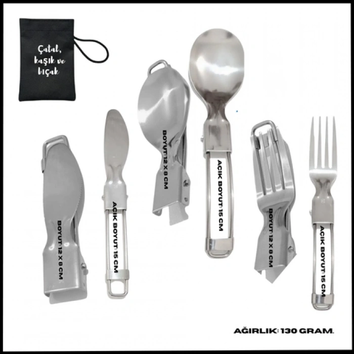 Uyguna-Yakala Kamp Çatal&Kaşık&Bıçak Seti -GER.096