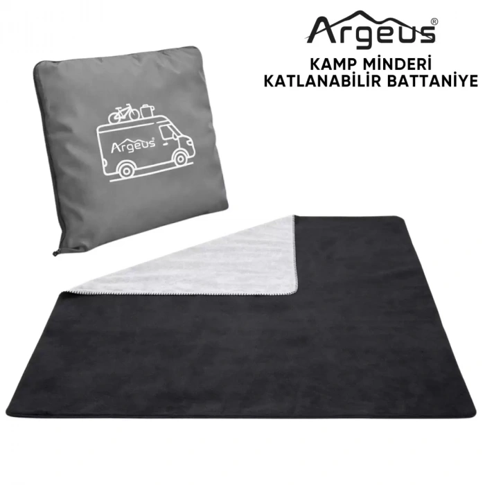 Uyguna-Yakala Kamp Minderi & Katlanabilir Polar Kamp Battaniyesi - Argeus - Gri