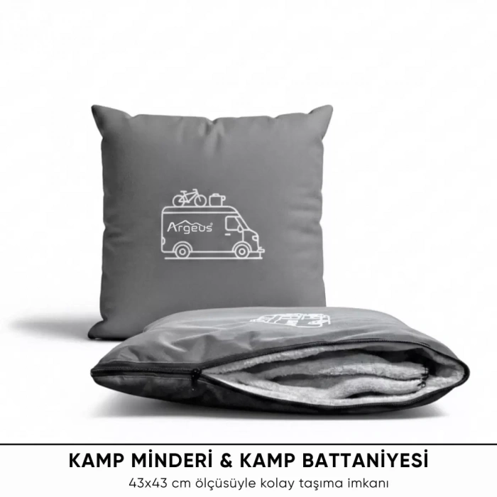 Uyguna-Yakala Kamp Minderi & Katlanabilir Polar Kamp Battaniyesi - Argeus - Gri