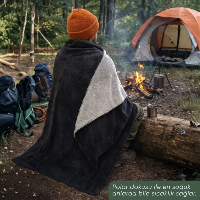 Uyguna-Yakala Kamp Minderi & Katlanabilir Polar Kamp Battaniyesi - Argeus - Gri