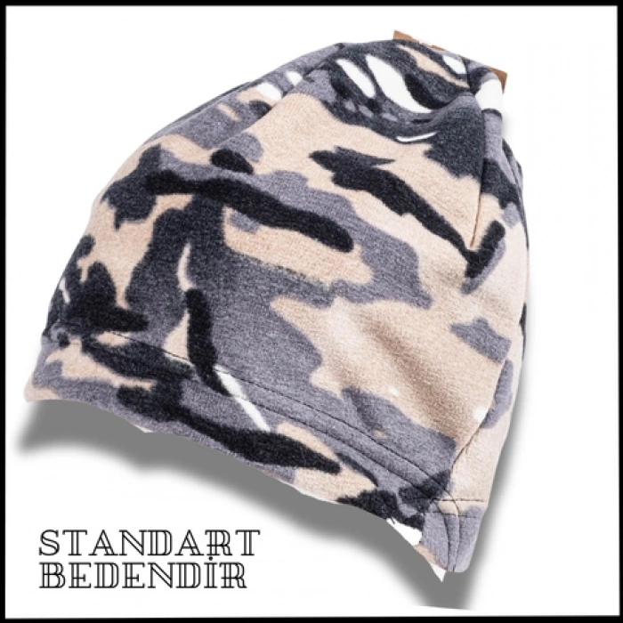 Uyguna-Yakala Kamuflaj  Gri Bere Polar -KA.025