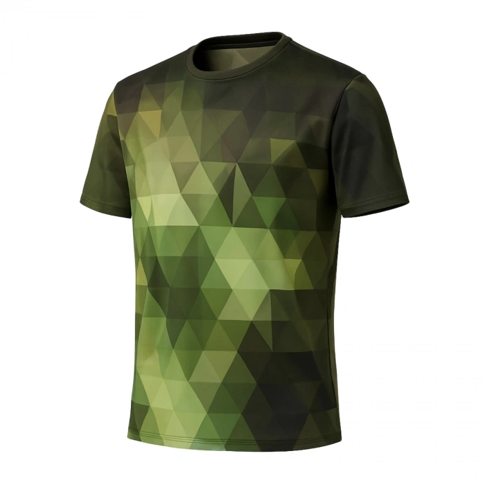Uyguna-Yakala Kamuflaj Prizma Desenli Mikrofiber Tişört - Avcı Tişört - Hızlı Kurur