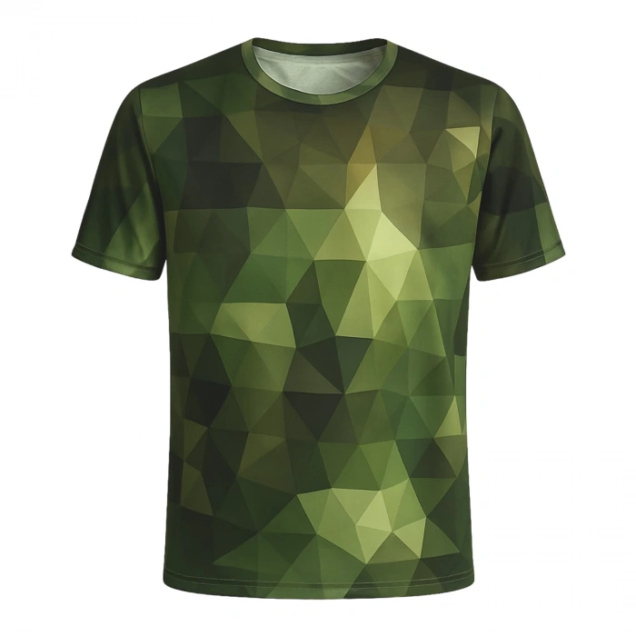 Uyguna-Yakala Kamuflaj Prizma Desenli Mikrofiber Tişört - Avcı Tişört - Hızlı Kurur