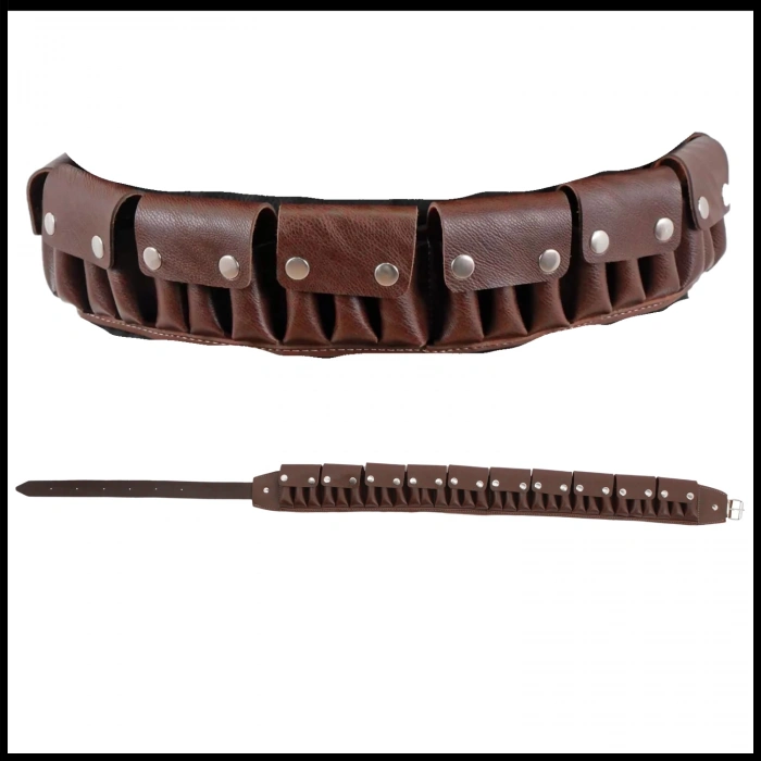 Uyguna-Yakala Kapaklı - Kahve - 12 CL Suni Deri Fişeklik -8052-K