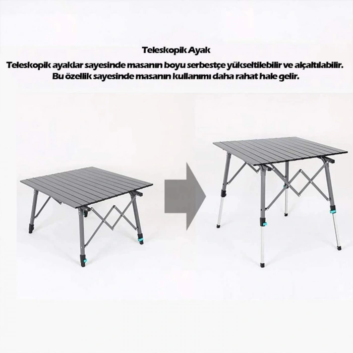 Uyguna-Yakala Katlanabilir Alüminyum Kamp Masası - Akordion - Madfox Skylite - Siyah - 546249