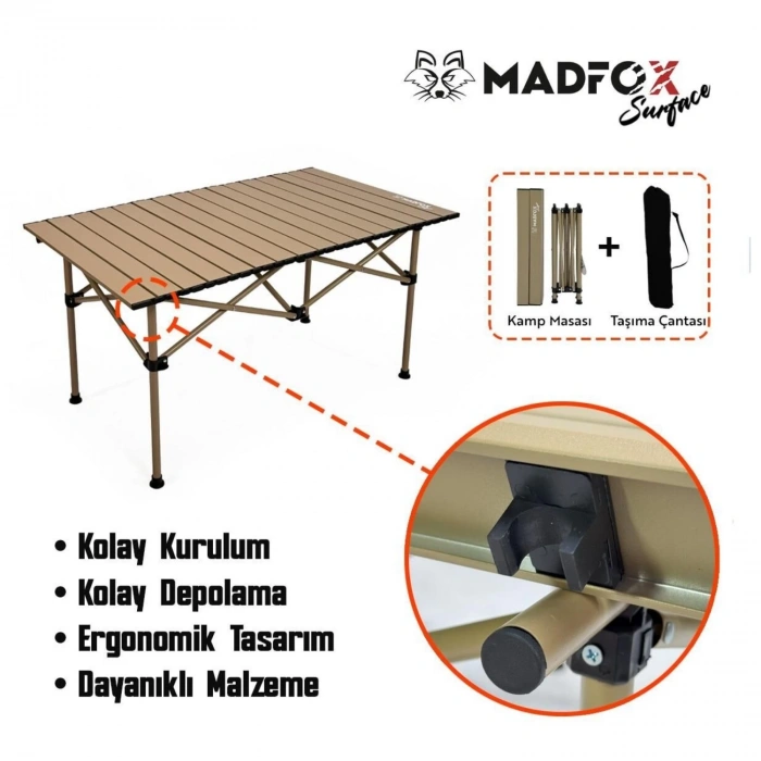 Uyguna-Yakala Katlanabilir Alüminyum Kamp Masası - Akordion - Madfox - Surface - 547270