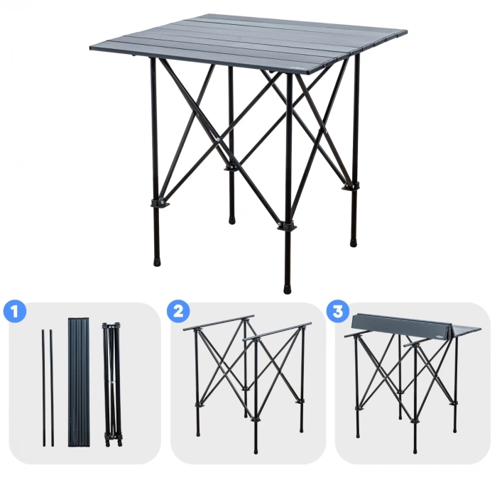 Uyguna-Yakala Katlanabilir Alüminyum Kamp ve Piknik Masası - Akordion - Antrasit - (54024)
