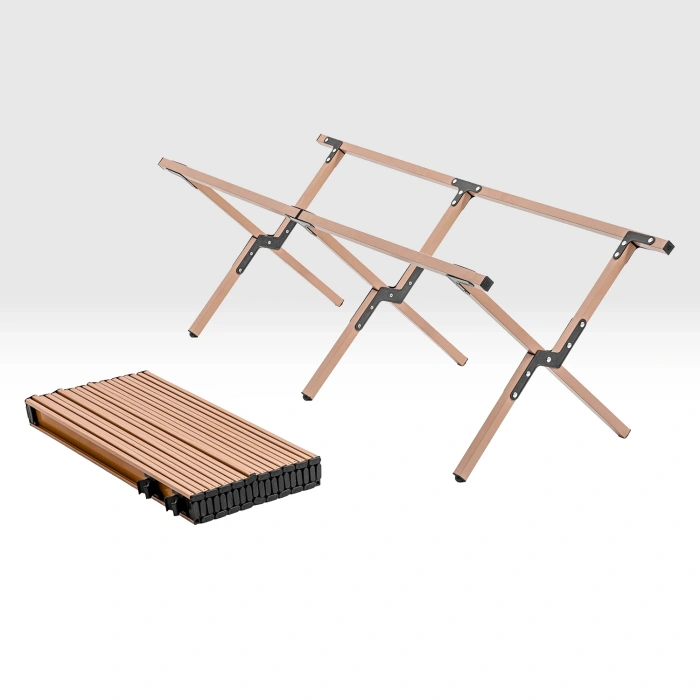 Uyguna-Yakala Katlanabilir Kamp Masası - 6/8 Kişilik - Timber - Taşıma Çantalı