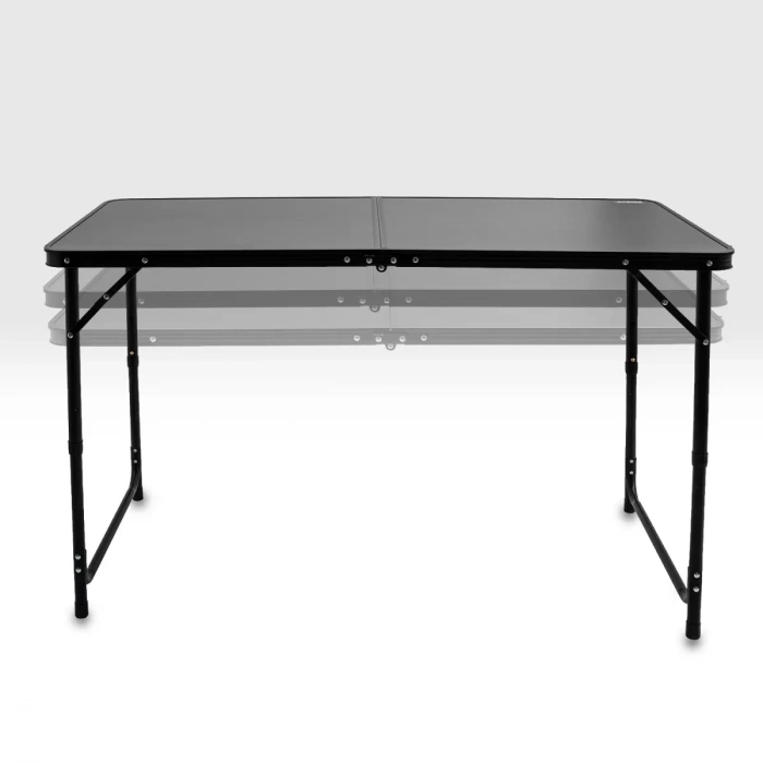 Uyguna-Yakala Katlanabilir Kamp Masası Seti - 4/6 Kişilik - 4 Tabureli - Elevate Plus - Siyah