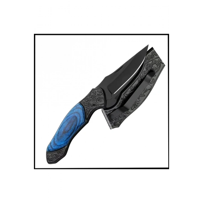 Uyguna-Yakala Mavi Katlanır Cep Çakısı - Ahşap Saplı - CAK.624