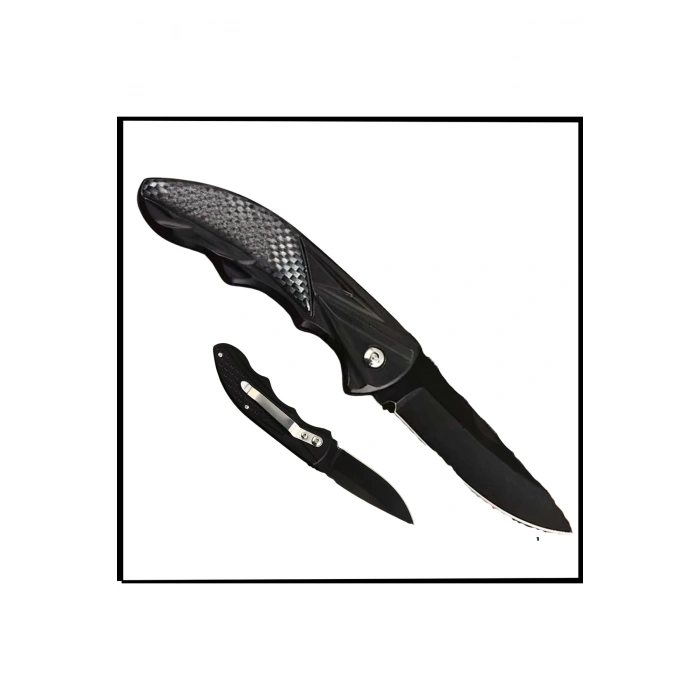 Uyguna-Yakala Karbon Katlanır Cep Çakısı - Kemer Klipsli - AK.629