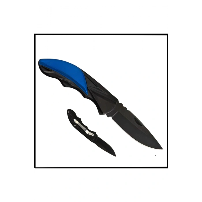 Uyguna-Yakala Mavi Katlanır Cep Çakısı - Kemer Klipsli - AK.628