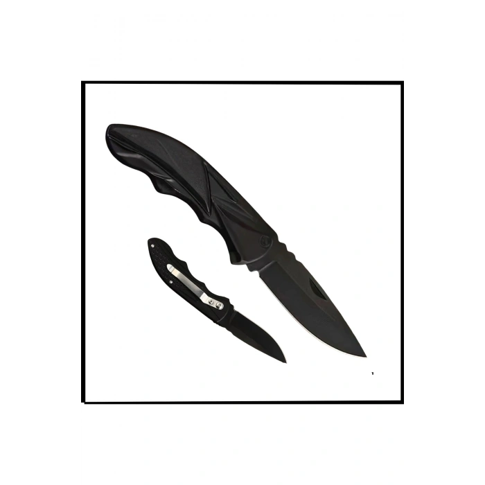 Uyguna-Yakala Siyah Katlanır Cep Çakısı - Kemer Klipsli - AK.627