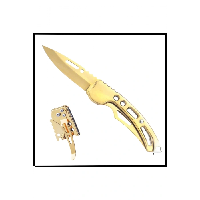 Uyguna-Yakala Gold Katlanır Cep Çakısı - Kemer Klipsli -AK.640