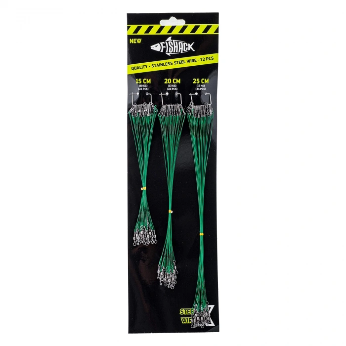 Uyguna-Yakala Klipsli Fırdöndülü Çelik Tel - Fishack WireX - 72li Kartela Set