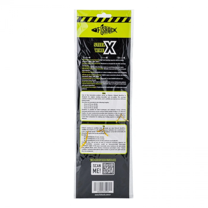 Uyguna-Yakala Klipsli Fırdöndülü Çelik Tel - Fishack WireX - 72li Kartela Set