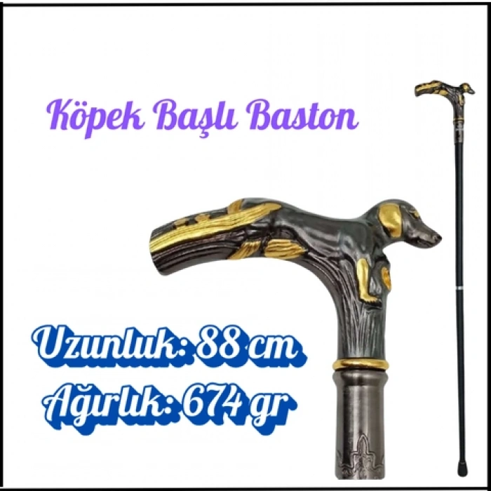 Uyguna-Yakala 88 cm Köpek Başlı Baston-GER.081