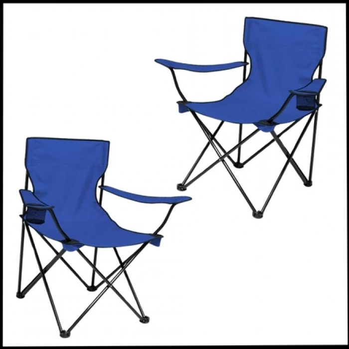 Uyguna-Yakala  Lacivert - Taşıma Çantalı 2 Adet Katlanır Kamp Sandalyesi - Piknik Plaj Sandalyesi -TAB.274