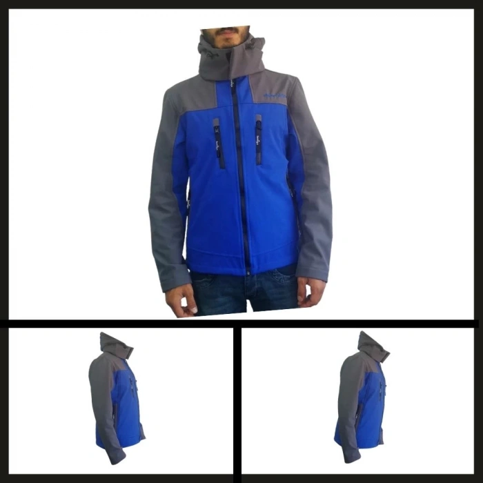 Uyguna-Yakala Lemigo Softshell Kapşonlu Mavi-gri Mont