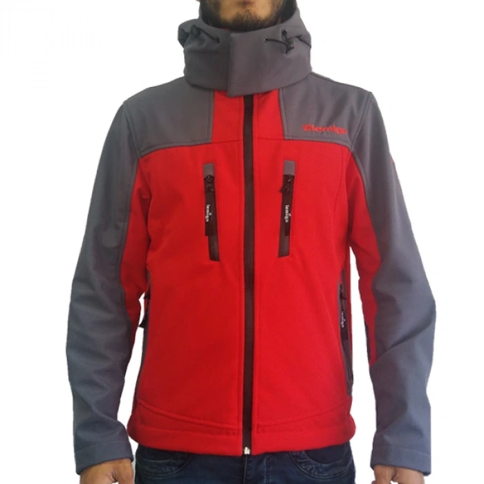 Uyguna-Yakala Lemigo Softshell Kırmızı-gri Kapşonlu Mont