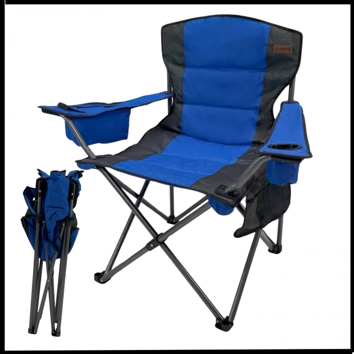 Uyguna-Yakala Mavi -Taşıma Çantalı Katlanır Kamp Piknik Sandalyesi - Bardaklıklı - MLZ.344