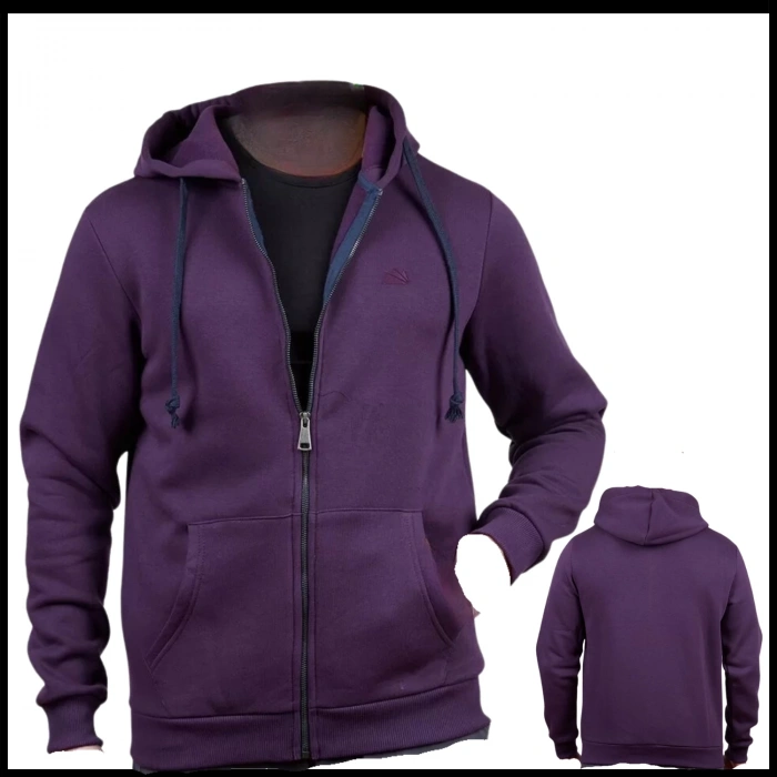 Uyguna-Yakala Mürdüm Tam Fermuarlı Erkek Sweatshirt-SH.415