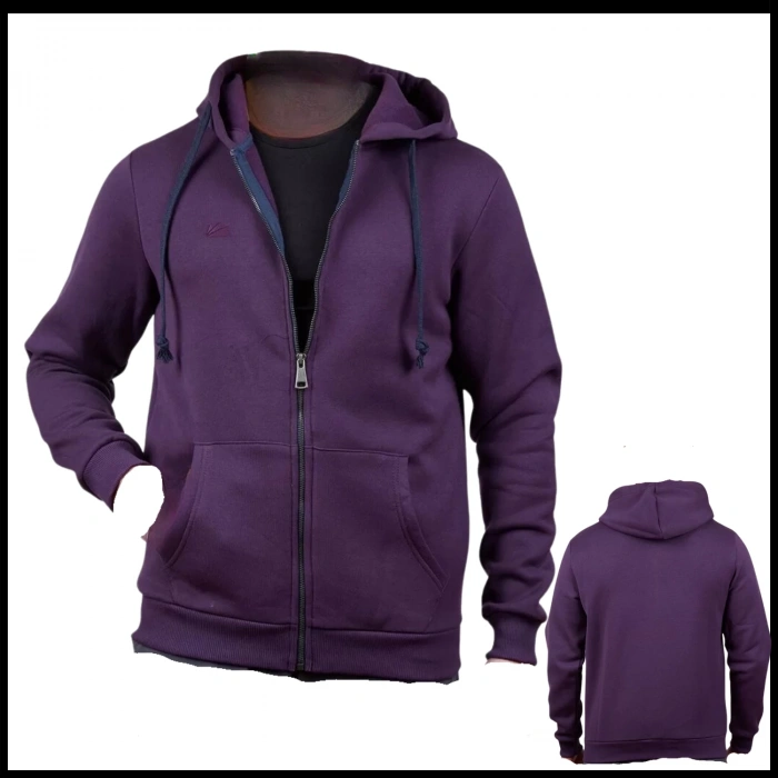 Uyguna-Yakala Mürdüm Tam Fermuarlı Erkek Sweatshirt-SH.415