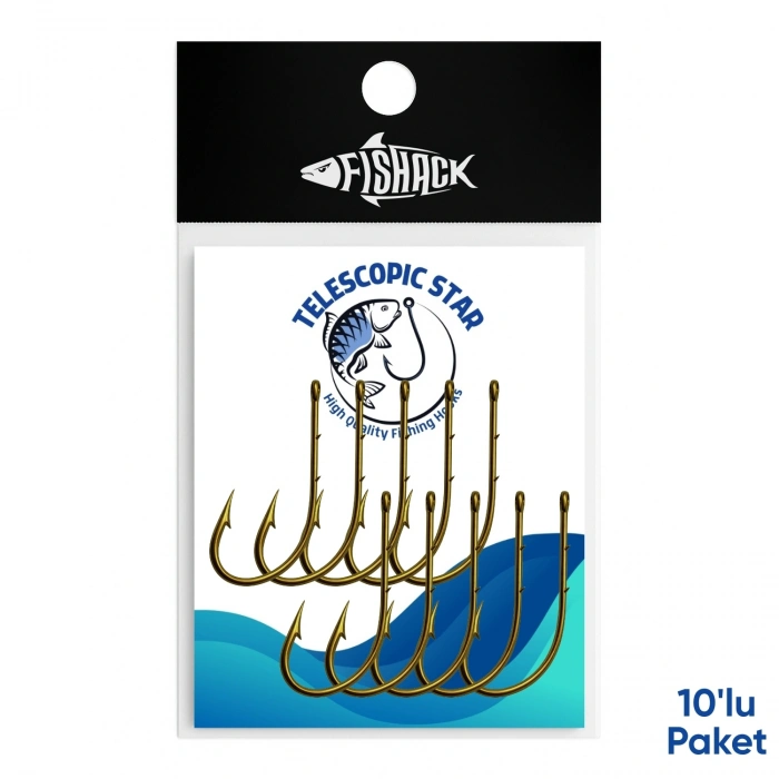 Uyguna-Yakala Olta İğnesi - Telescopic Star - Bronz - No: 5/0 (10lu Paket)