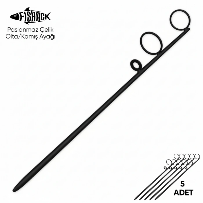 Uyguna-Yakala Olta Kamış Ayağı - Paslanmaz Çelik - Fishack - Siyah - 5li