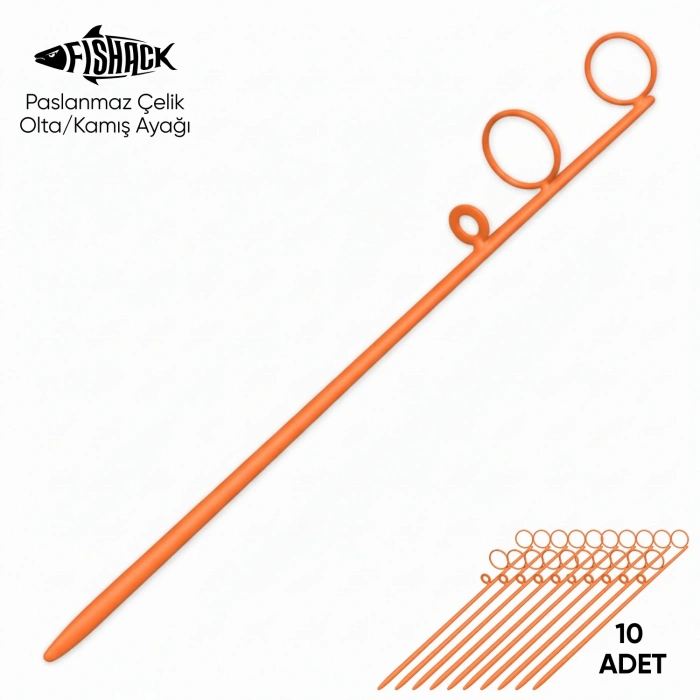 Uyguna-Yakala Olta Kamış Ayağı - Paslanmaz Çelik - Fishack - Turuncu - 10lu