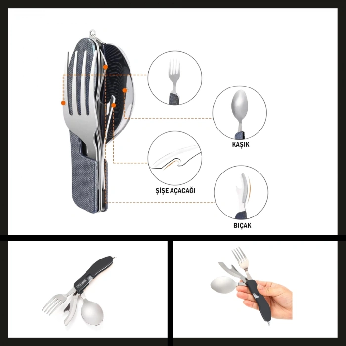 Uyguna-Yakala (out-1350) Orcamp Çatal&kaşık&bıçak Kamp Seti Siyah-GER.056