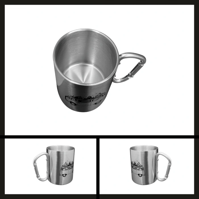 Uyguna-Yakala Gri Out-1850 Orcamp Karabina Saplı Çelik Kupa Bardak-MLZ.269